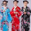 1 sada Dívčí tradiční kimono pyžamo Živé barvy Květinový potisk páv Snadné nošení Pohodlné kimono