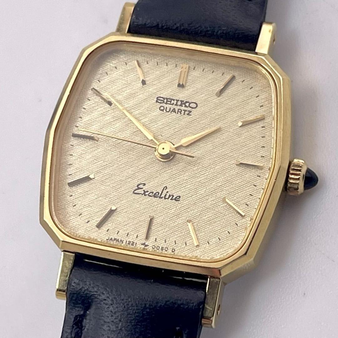 

[Б/У] Батарейка/Ремешок/Механизм Часы Seiko Exceline Гильошированный Циферблат Золотые