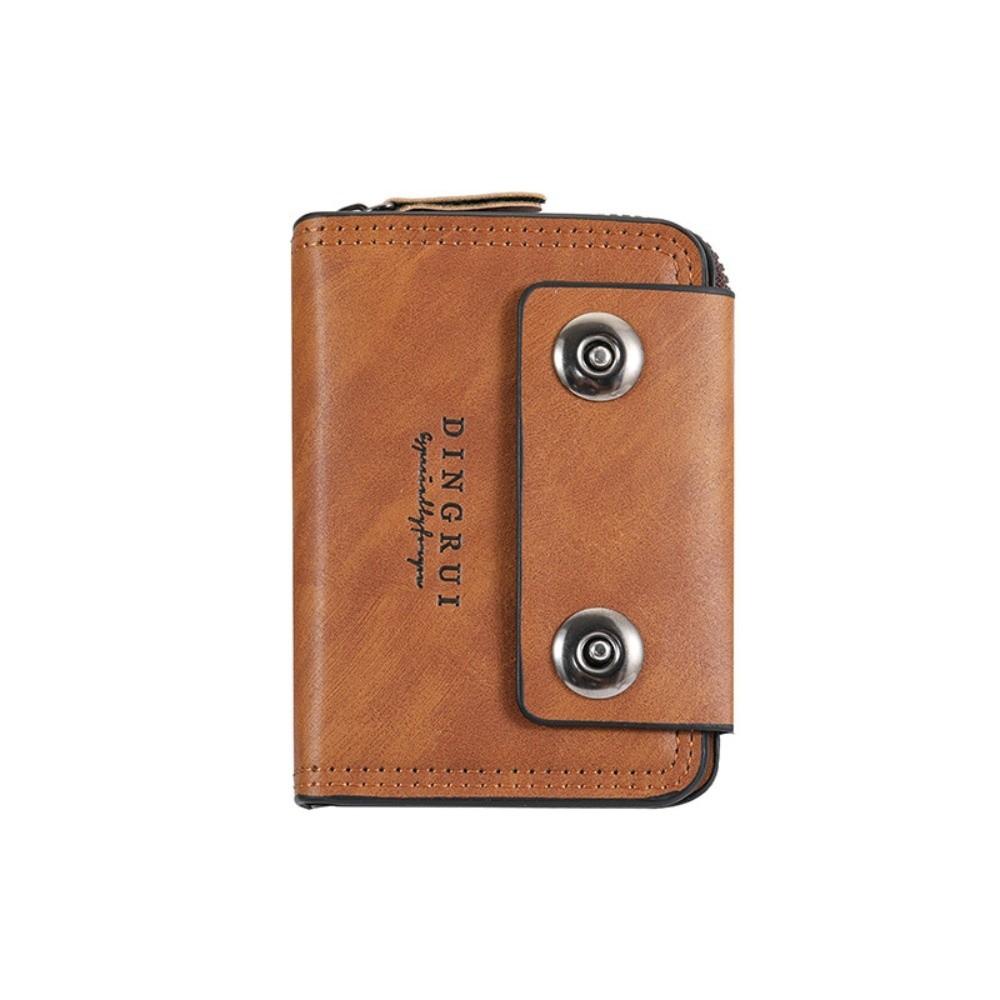

Retro PU Leather Card Holder for Men Portable Large Capacity Men s Wallet Ultra-thin Double Buckle Coin Purse коричневый