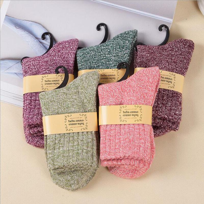5/10 Pairs Comfortable Casual and Versatile Winter Women's Daily Wear Warm Thick Literary Socks Tutu Pattern Wool Socks Casual Versatile