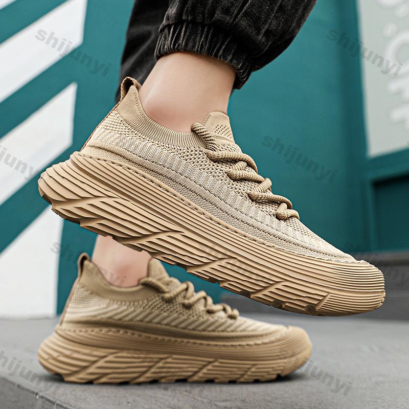 Fashion Men Casual Sneakers Spring Autumn Trendy Breathable Soft Male Sports Shoes Fashion Solid Woven Mesh Running Slip-on Sports Shoes