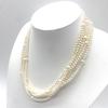 5-Strand Long Necklace Genuine Pearl Jewelry Pendant Accessories Excellent Luster 14K Gold 585 Clasp Silver White Approx. 240cm 4.0mm–6.0mm 63.5 G