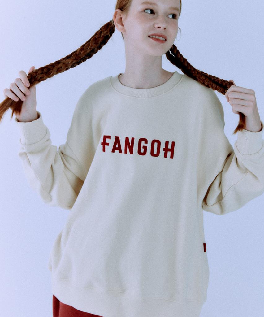 FANGOH F-Logo Embroidered Crewneck Sweatshirt Cream