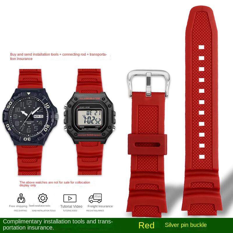 Colorful Silicone Watch Strap for Casio W-218H MRW-210H Ae-1200 /1100 / F-108 /sgw300 /400 /w-800h Replacement Male Rubber Strap