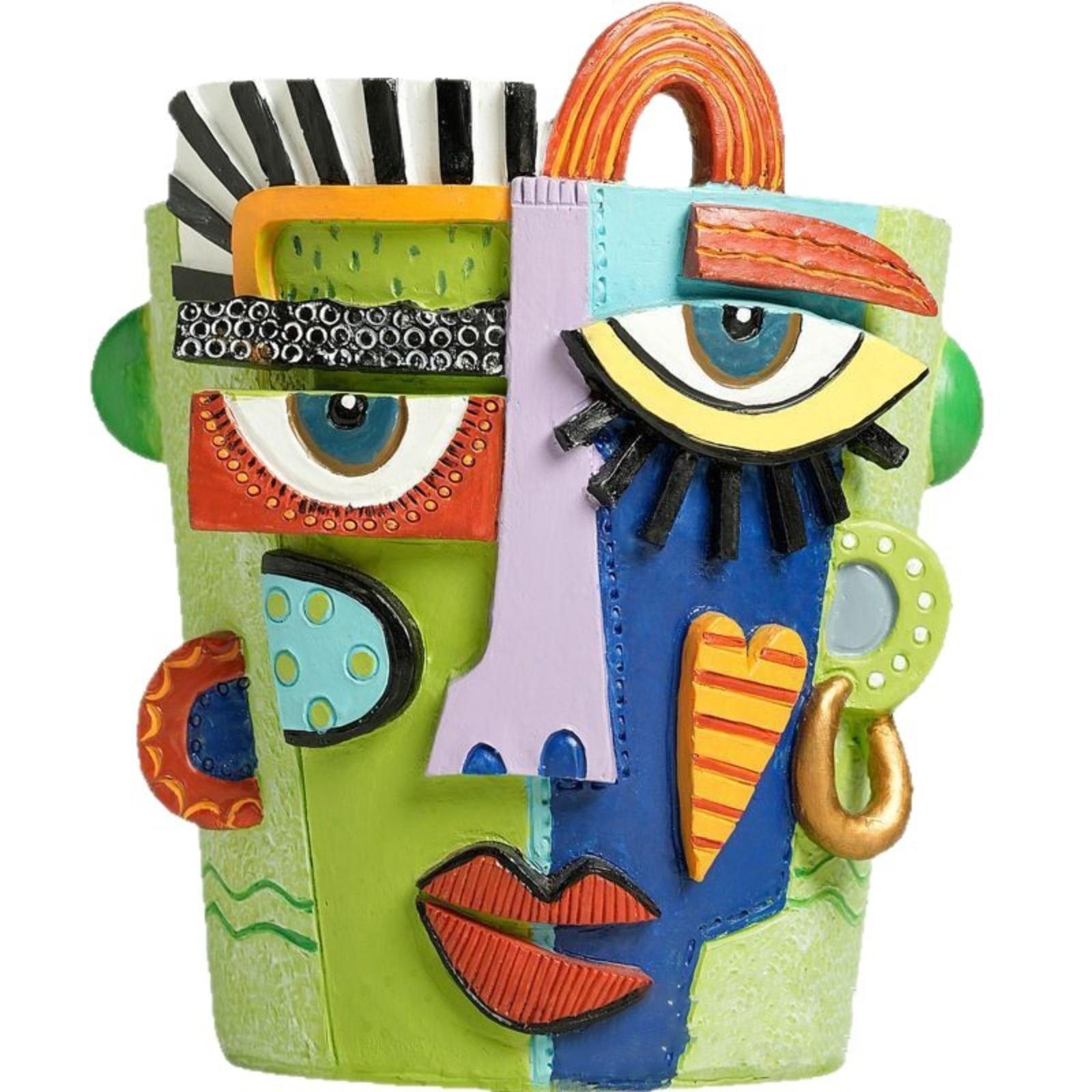 

Абстрактный цветочный горшок для лица в стиле Пикассо - Бруталистский плантатор со скульптурным искусством для домашнего декора и посадки One Size