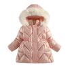 Winter Spring Boys Girls Jacket Solid Color Lining Plush Thick Warm Glossy Waterproof Hooded Parka for 4-10 Years Girls