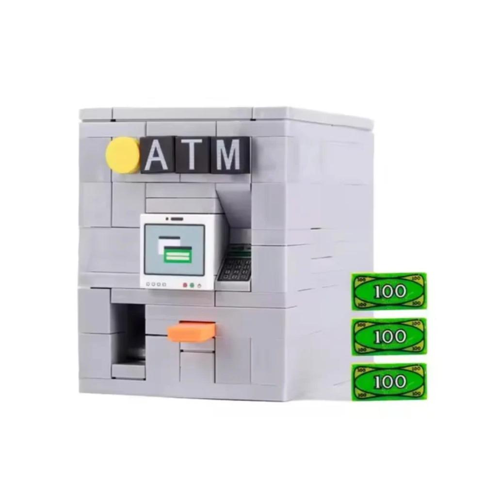 City Treasure Building Blocks MOC Dollar Cash Gold Silver Mine Egg Transparent Diamond ATM Machine Safe Money Bag DIY Toys K037