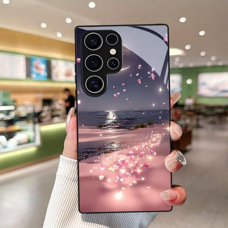 Чехол для мобильного телефона Samsung S26ULTRA A90 Лепесток S24 Закаленное стекло A16 Черная Луна Защитный чехол A07 Samsung s26