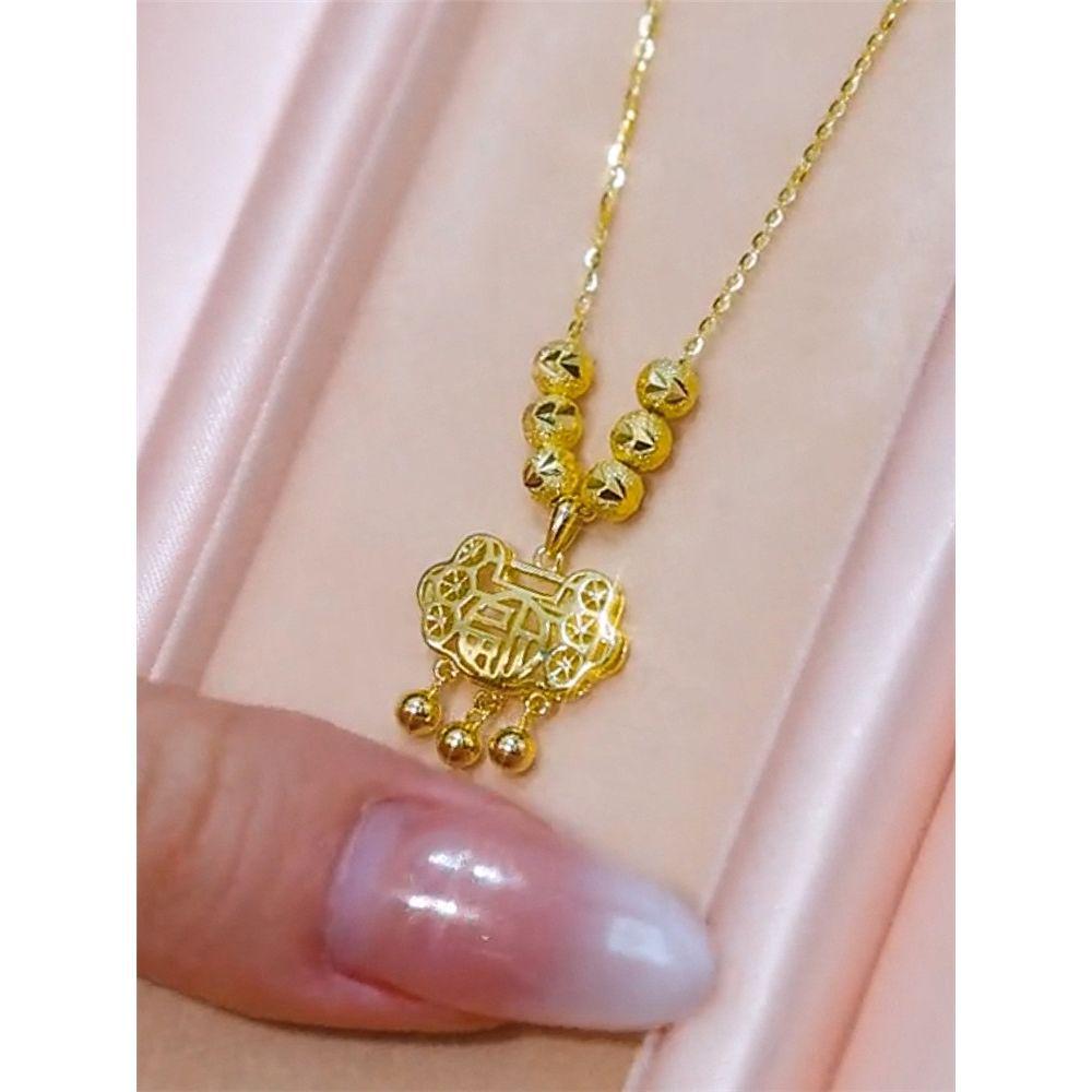 Women's Ethnic Longevity Lock Necklace - Chinese Style Fu Lock Clavicle Chain Choker, Douyin Trend, Elegant Neck Chain.
