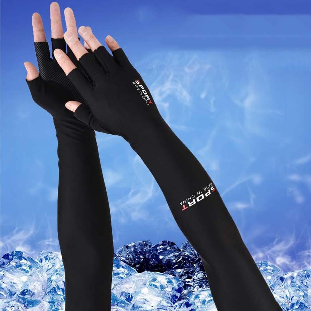 Sun Protection Summer Long Arm Covers Thin Anti-UV Arm Sleeves Half Finger Ice Sleeves  Sports