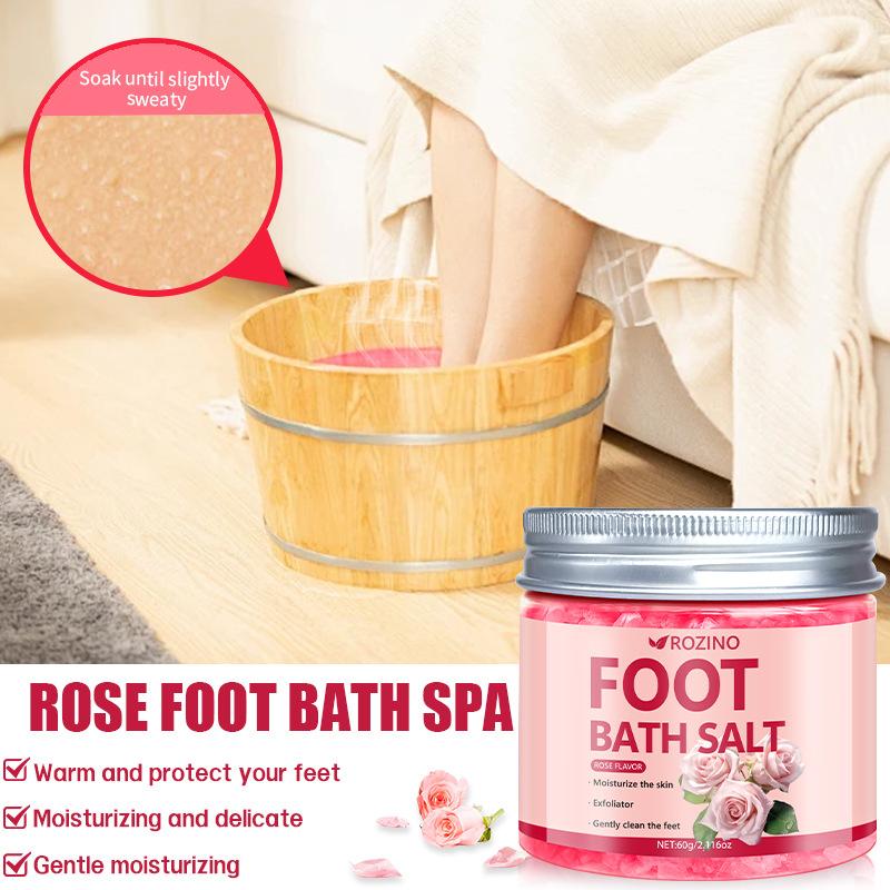 Rose & Sea Salt Foot Soak Salts 60g | Natural Exfoliating Dead Skin Remover, Soothing & Relaxing Bath Salts for Foot Care