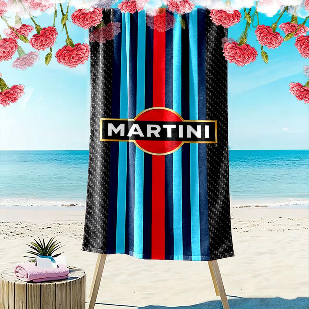 Striped Martini Logo Towel Beach Towel Quick-drying for Travel Outdoor Sports Jogging Beach and Swimming