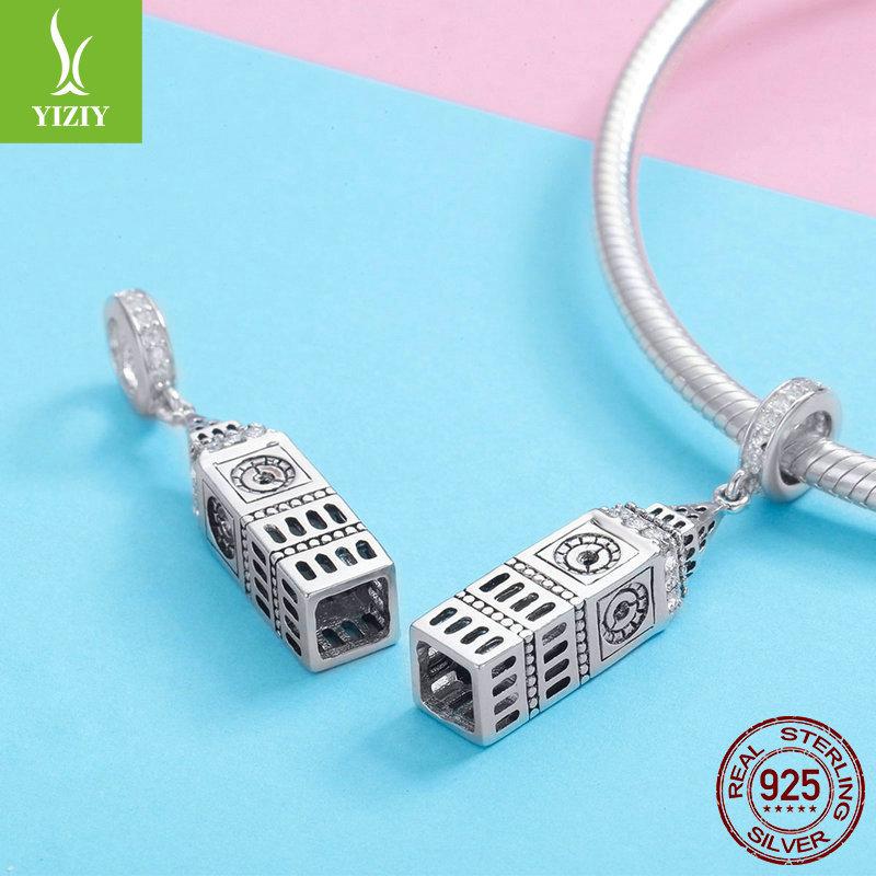 S925 Silver British Big Ben Pendant Ladies Diy Beaded Bracelet Pendant Accessories Scc868