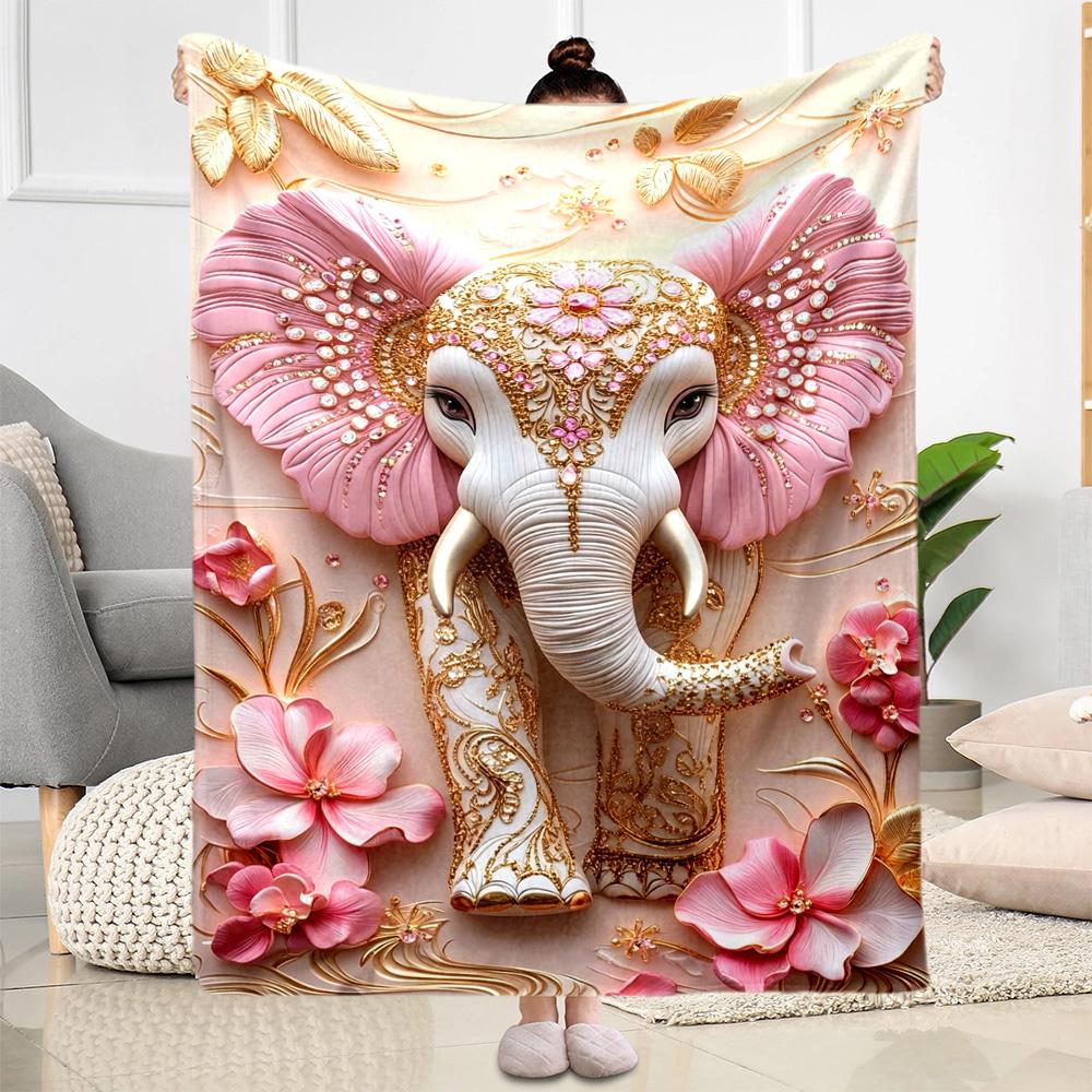 Colorful Elephant Garden Blanket Suitable for Offices, Travel, Living Rooms Also a Good Gift for Friends and Family Suitable for All Seasons.