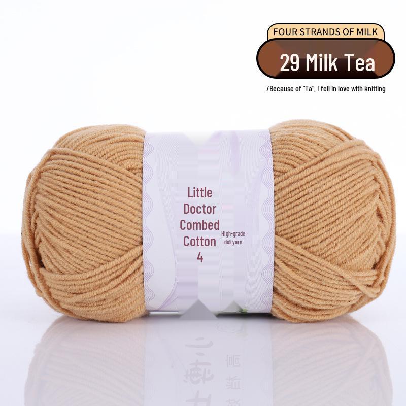 40g 4-Ply Combed Milk Cotton Yarn - Little Doctor, Medium-Thick for DIY Knitting Projects: Dolls, Cushions, Blankets