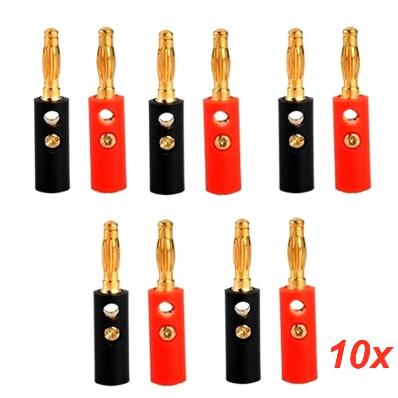 10pcs Banana Speaker Plugs Silver 4mm Banana Plug Connector For Audio Video Speaker Cable Adapter Terminal