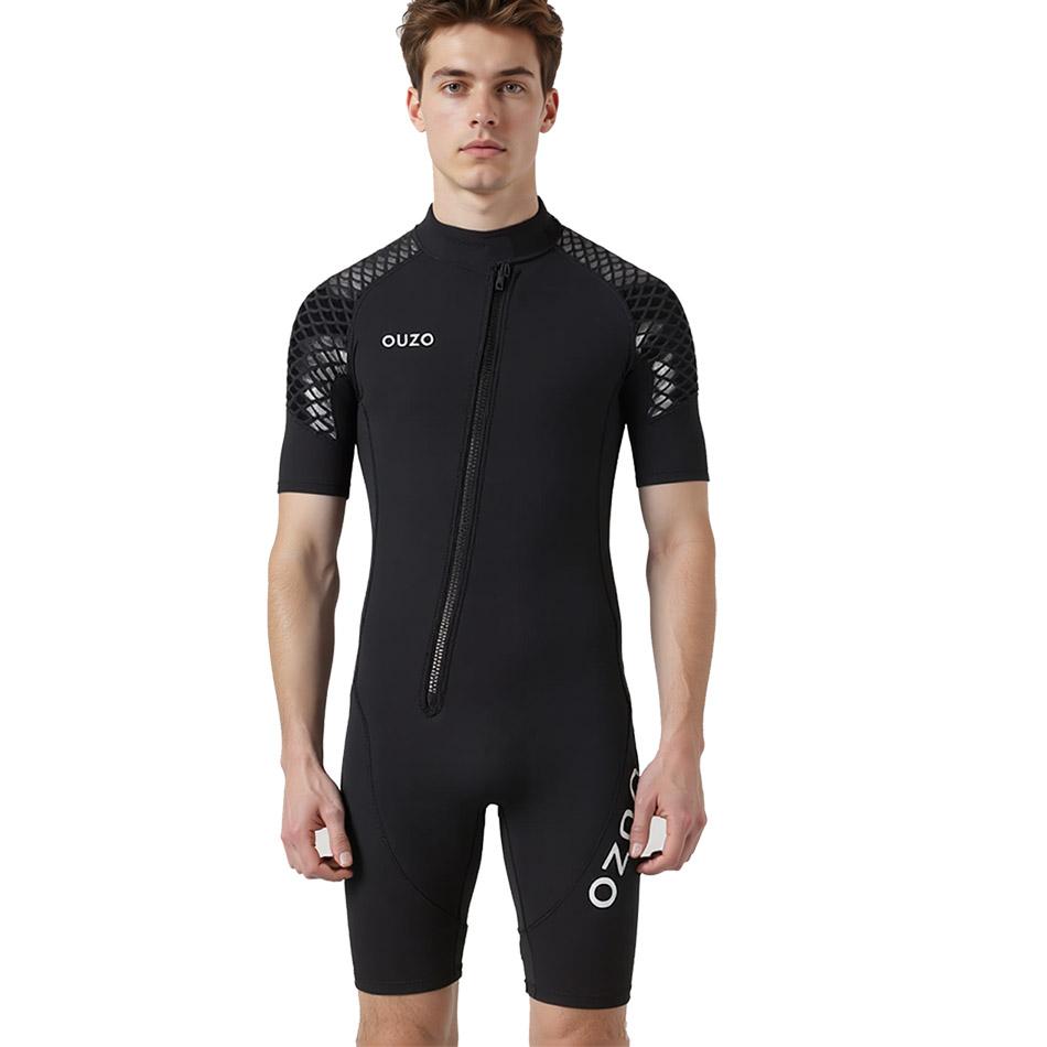 Spring Wetsuit Men 3mm Neoprene Short-Sleeve Snorkeling Diving Suit Front Zipper S