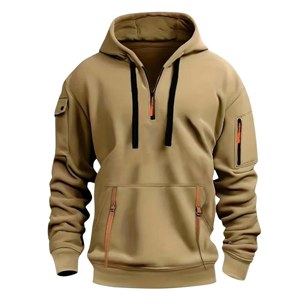 Men's Color Half-Zip Hoodie Men's Sports Plus Size Casual Sweatshirt