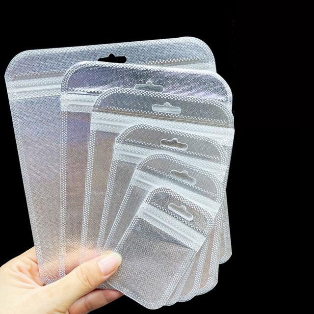 50pcs Thicken Self Sealing OPP Bag Transparent Plastic Storage Pouch with Hang Hole for DIY Jewelry Display Retail Packaging