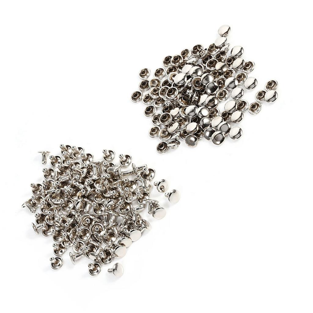 100Sets 8 x 8mm Double Cap Rivet Metal Leather Craft Repairs Studs Spike Decoration  Bronze