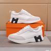 New H Cowhide Sports Breathable Trend Female Internet Celebrities with the Same Lightweight Male Couple Fashion White Shoes
