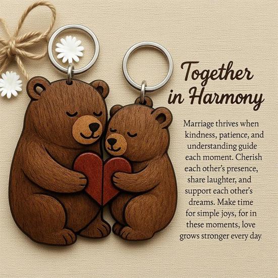 1/2Pcs Bear Couple Keychain Set Hug Matching Keychain Car Backpack Key Holder Festive Party Accessory