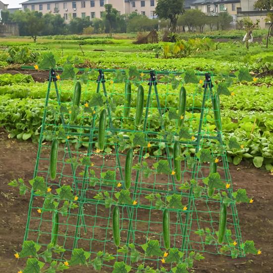 Cucumber Trellis for Garden 48 Inch A-Frame Plant Trellis Set with Net And Ties Climbing Vegetable Support Trellis for Cucumbers Tomatoes Grapes