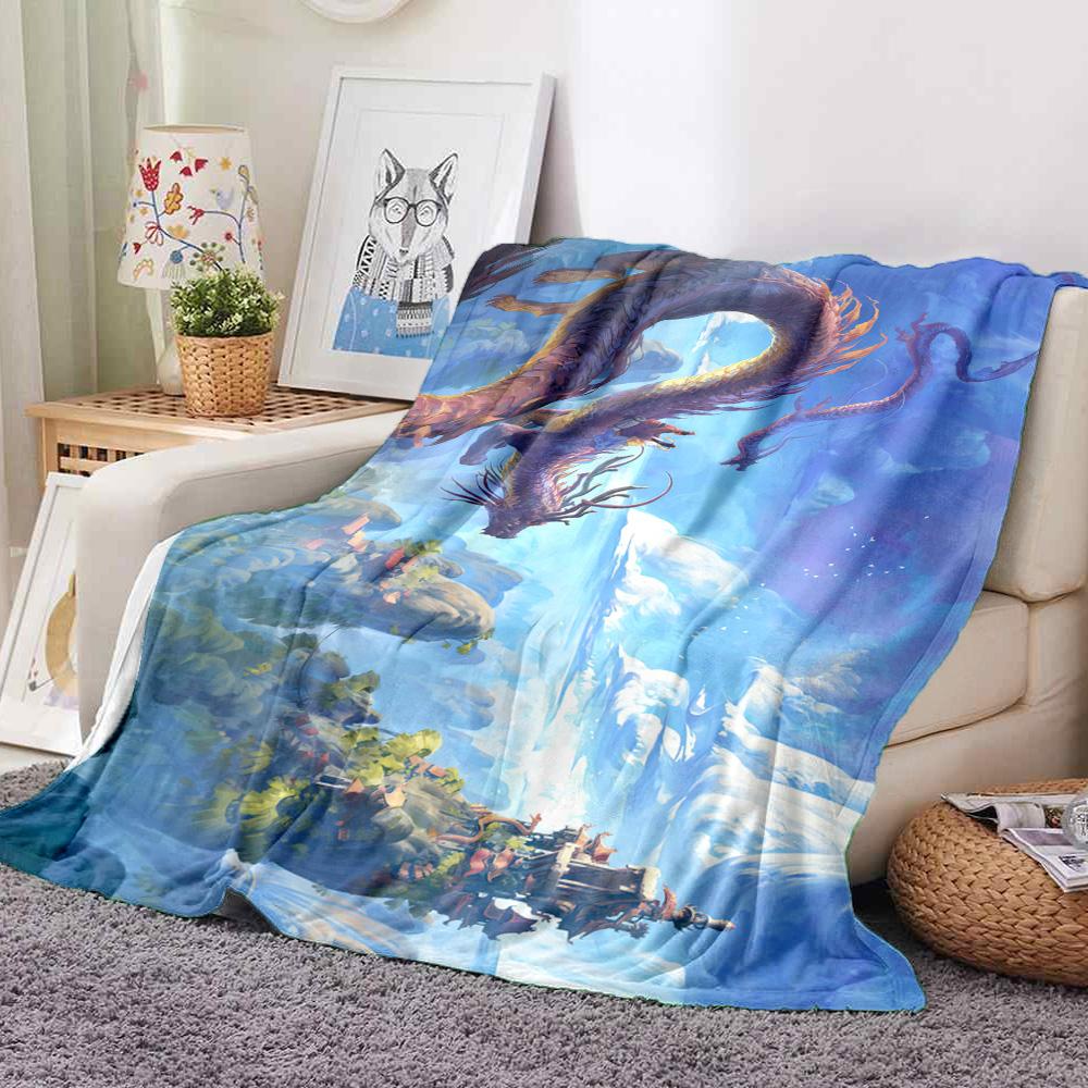 Dragon Sky Flannel Blanket Throw Blanket Soft Warm Sofa Bed Camping Car Home Decor Unique Christmas Gift C9301026