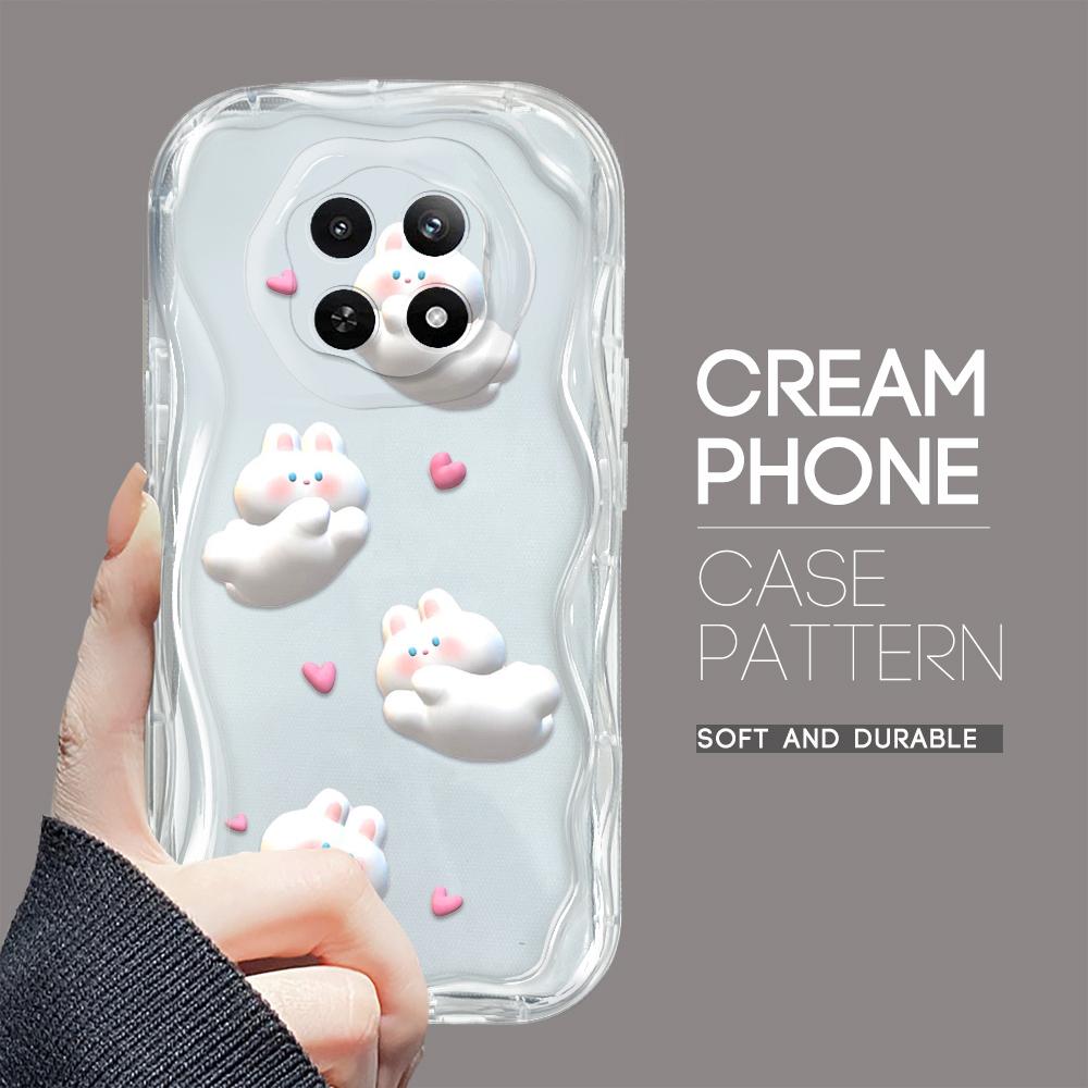 Cartoon Pattern Cream Texture Casing Wavy Edge Soft Silicone Cover Phone Case for OPPO Reno Realme OnePlus Vivo