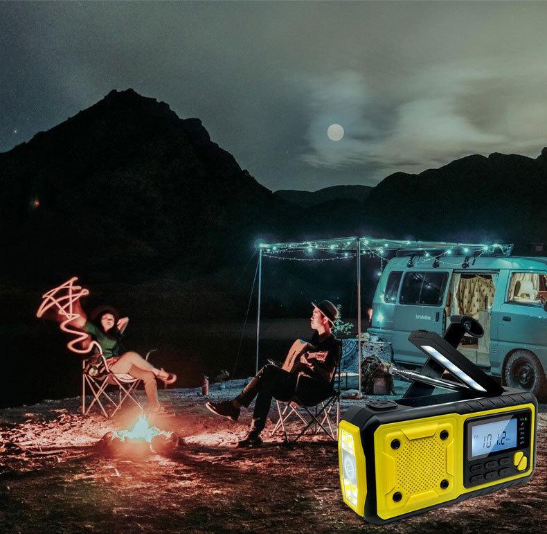 Radio d'urgence multifonctionnelle à énergie solaire et à manivelle & Lampe de poche Power Bank