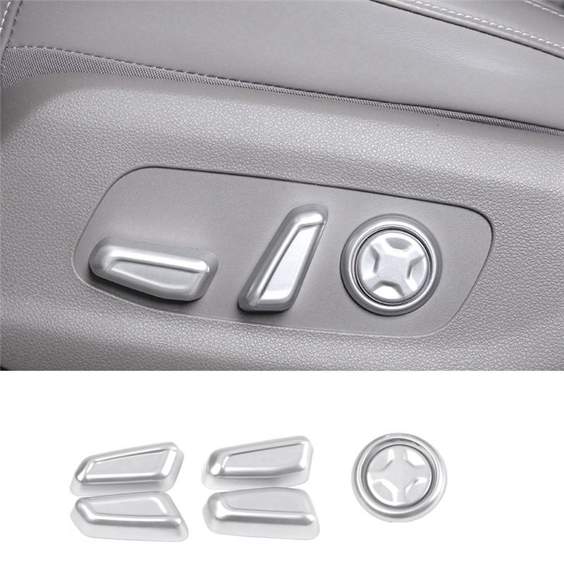 Powerful 5 Piece Car Seat Adjustment Switch Knob Cover Sticker Trim Car Accessories Silver ABS For Kia Carnival KA4