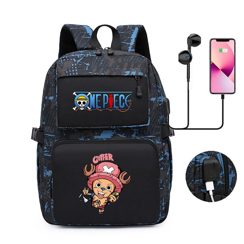Popular One Piece Periphery, Printed Backpack, Large-Capacity Schoolbag For Young Students, Usb Computer