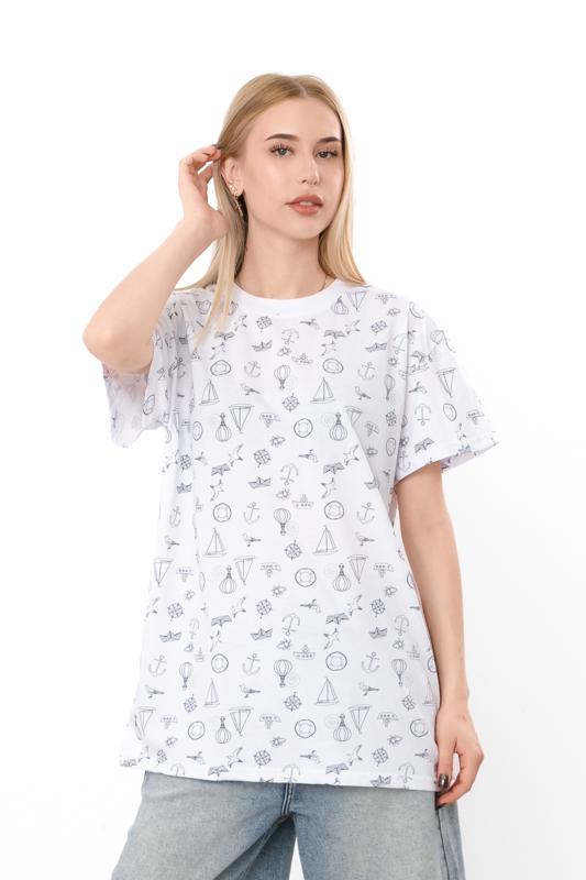 Women's Oversized Graphic T‑Shirt with Print – Casual Summer Fashion Top – Soft Cotton Relaxed Fit Shirt for Women Summer 8384-002 HC