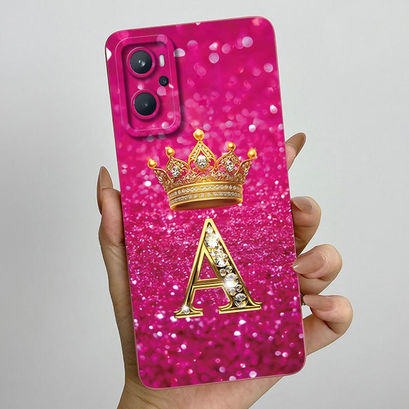 For Realme 9i 4G RMX3491 / Oppo A96 CPH2333 Fashion Initial Letter Couple Phone Case Soft Silicone TPU Lens Protective Casing