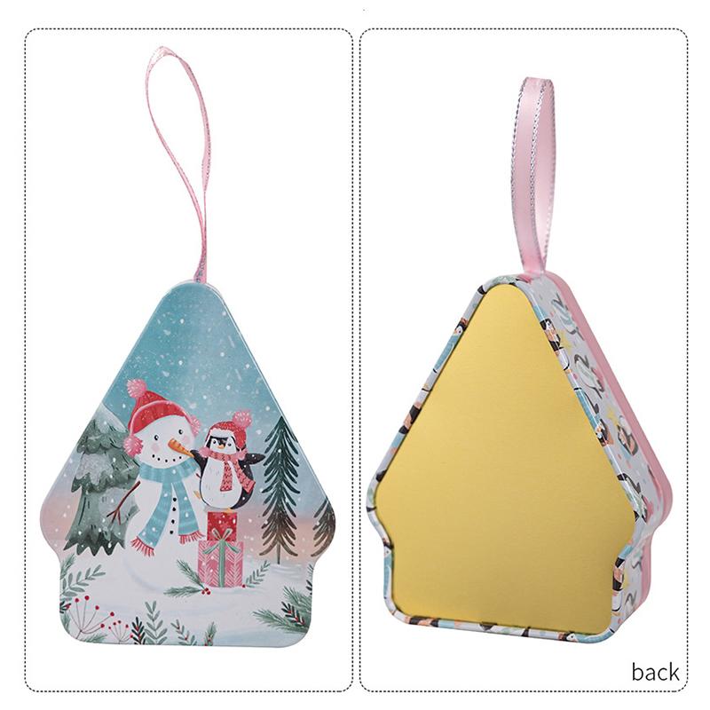Christmas Decor Tinplate Box Storage Box With Lanyard Candy Biscuit Box Jewelry Storage Party Favors Christmas Tree Decoration
