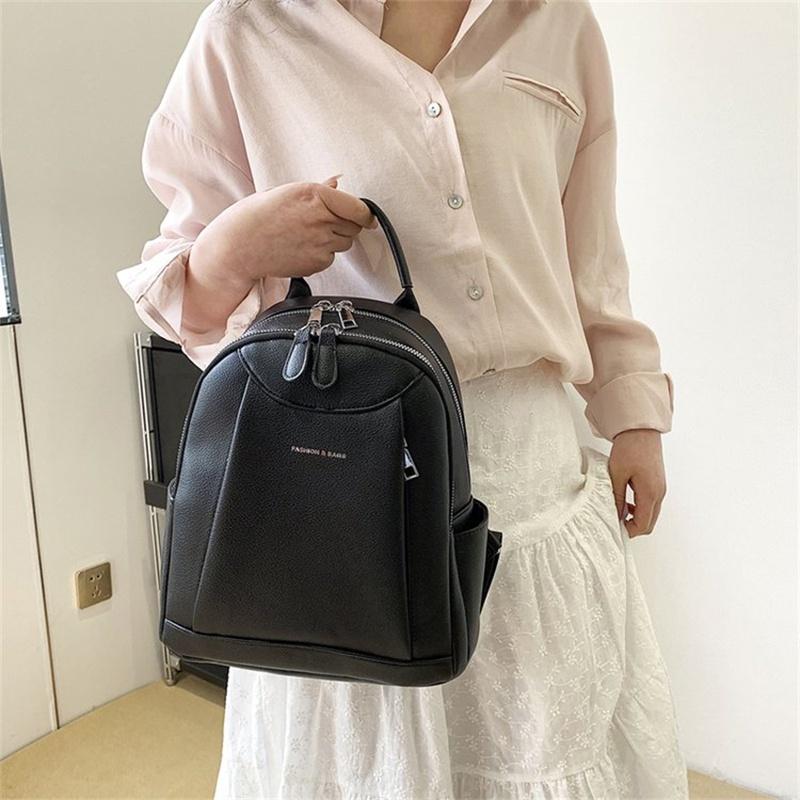 IELGY Women's All-match Korean Style Fashion Large-capacity Casual Lychee Pattern Backpack