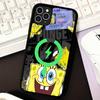 Cartone Animato Carino S-SpongeBob Anime Nero Per Magsafe Custodia Magnetica per Telefono Per IPhone 16 15 17 Pro Max 11 12 13 14 Plus Cover