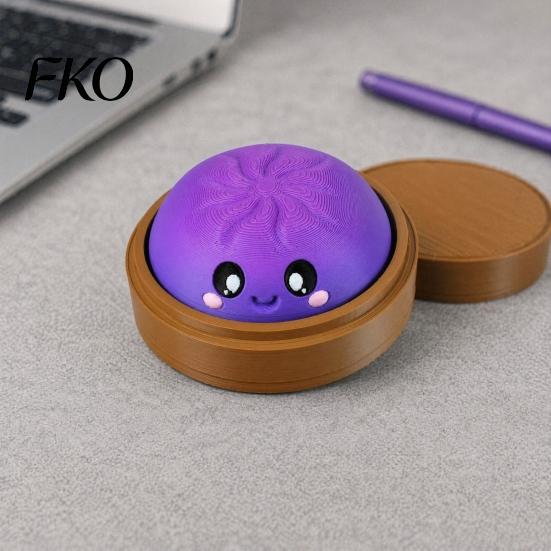 Knödel-Dekompressionsspielzeug Cartoon-Klicker mit Dampfgarer, 3D-gedrucktes lächelndes gedämpftes sensorisches Brötchen-Spielzeug, Form Finger für Stress