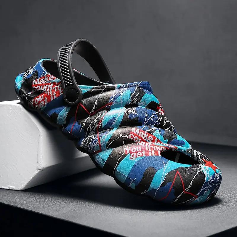 Fashion Sabot Male Slipper Camouflage Outdoor Beach Soft Hole Slides Designer Luxury Cheap Shoes Liquidation Y2k Original Eva Men's Shoe