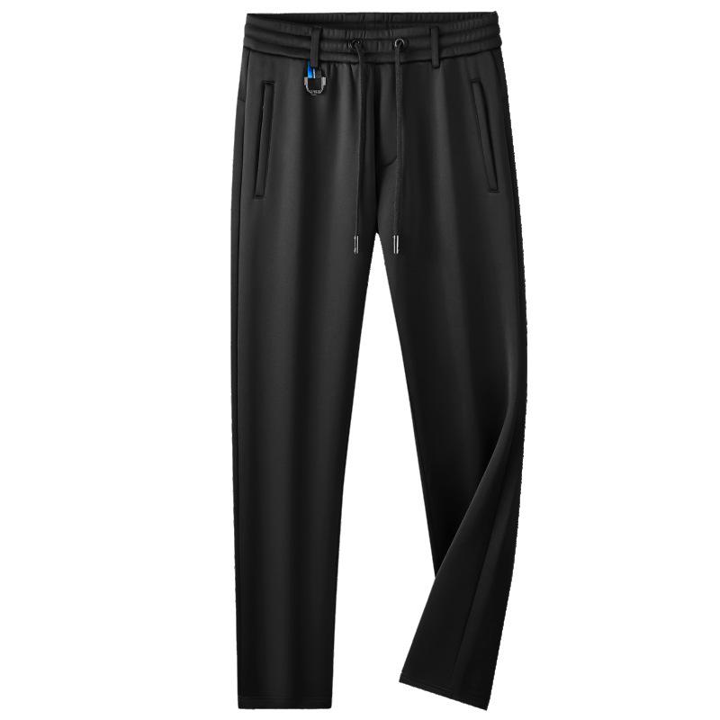 Men's Winter Casual Fleece-Lined Elastic Waist Straight Leg Sweatpants