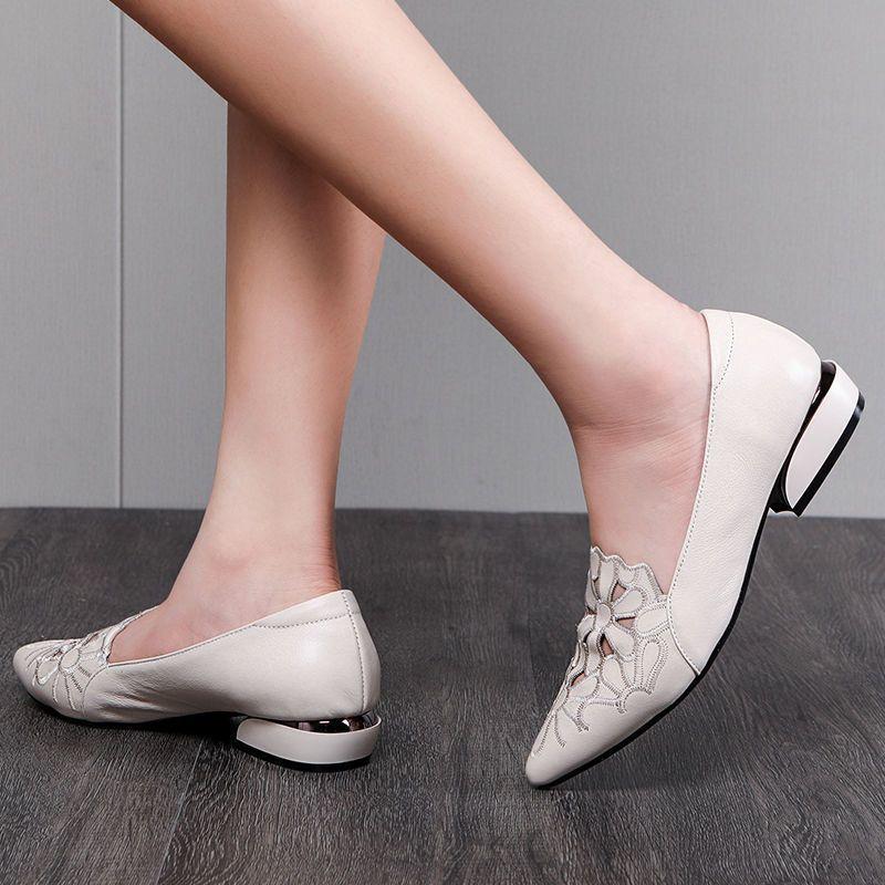 Mid Heel Casual Shoes for Women Heels Wedding Hollow Out Black Square Heel Formal Shoes Work Lady Fall Zapatilla Mujer