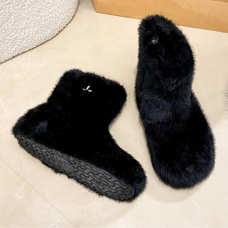 

Зимние меховые балетки, ботильоны, плюшевые теплые ботинки, мода 2025 года, дизайнерские новые удобные повседневные ботинки для ходьбы в готическом стиле, челси, женские ботинки 40 чёрный