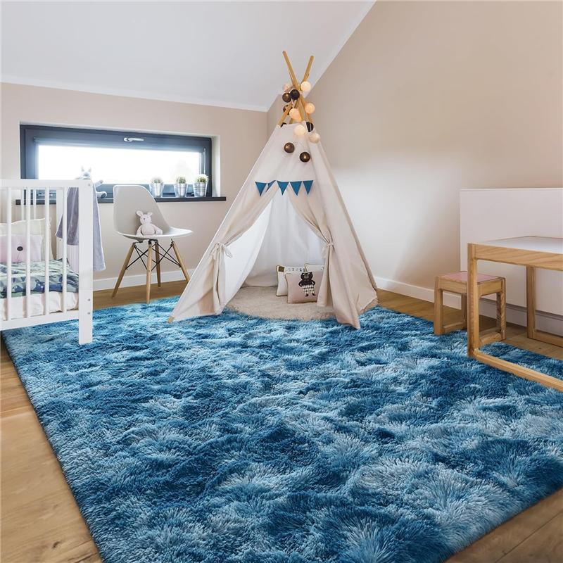 Area Rugs for Bedroom, Upgrade Non-Slip Grey Fluffy Soft Shag Carpet, Indoor Floor Gray Fuzzy Shaggy Living Room Plush Rug for Kids Home Dorm Decor