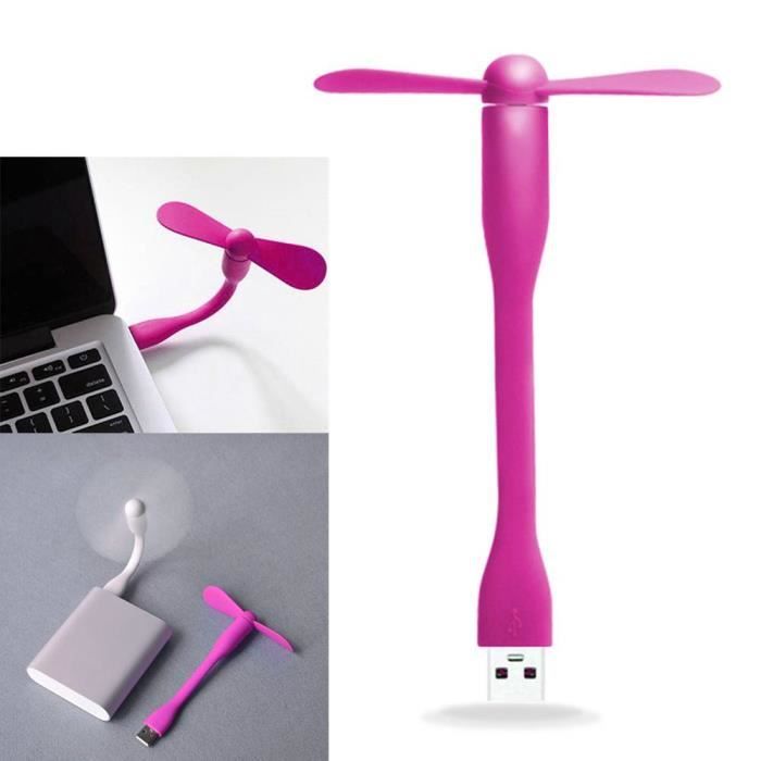 Mini Ventilateur USB - E.F.CONNECTION - Portable - 25 dB - Pales en silicone - Rose