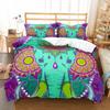 Colourful Cartoon Elephant Duvet Cover Set King Queen Size for Kids Boys Girls Bedding Set Cute Wild Animals Comforter Cover