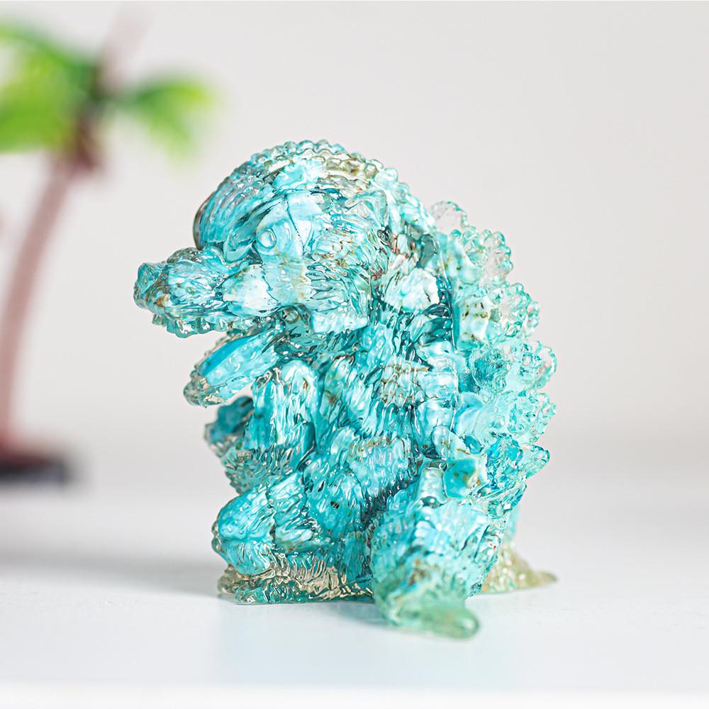 Godzilla Resin Crystal Figurine With Natural Gemstone For Home Decor And Giftgiving