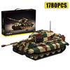 1780Pcs Technical Military WW2 German Heavy Tiger II Tank Model Building Blocks MOC Camouflage Tank Assembly Weapon Toy Boy Gift