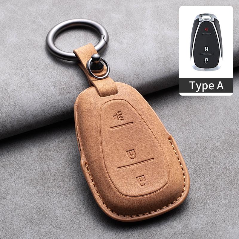 Leather Car Key Case Cover Protective Shell For Chevrolet Chevy Malibu Camaro Cruze Traverse Spark Equinox Sonic Volt Keychain