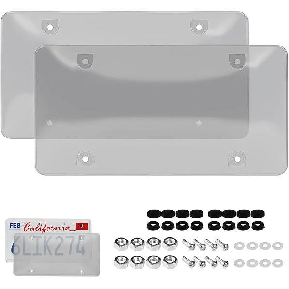 Wanheart Clear Framed Bubble License Plate Cover Set – 2-Pack Curved ABS Lens For 12×6 US Plates, Scratch & Weather Resistant Protection With