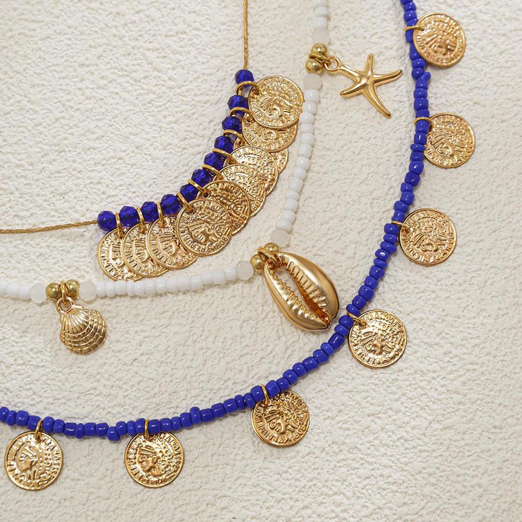 European-American Beach Pearl & Starfish Charm Necklace Set